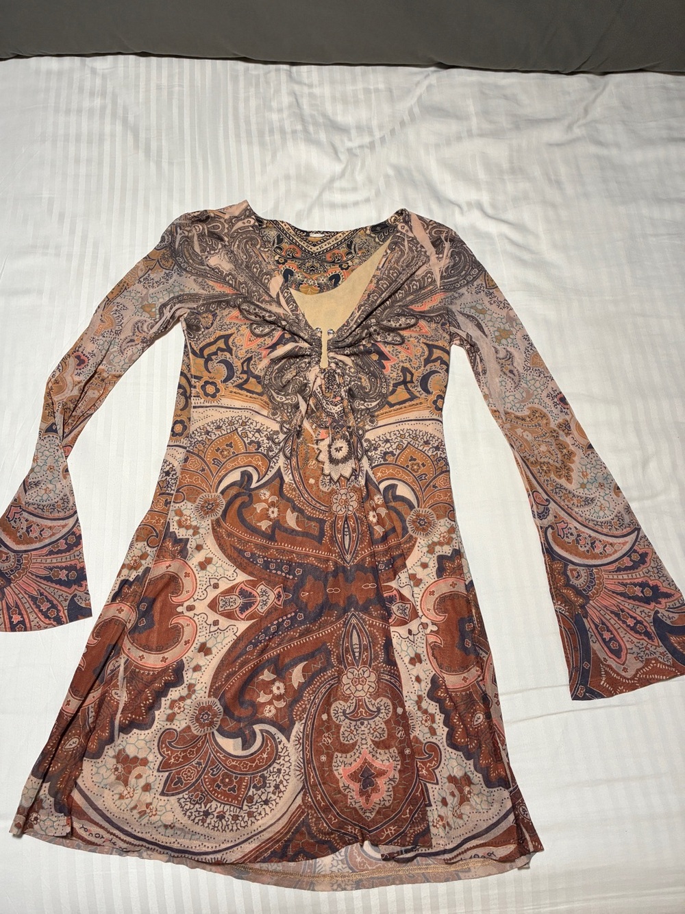 Vintage y2k mesh mini dress brown S